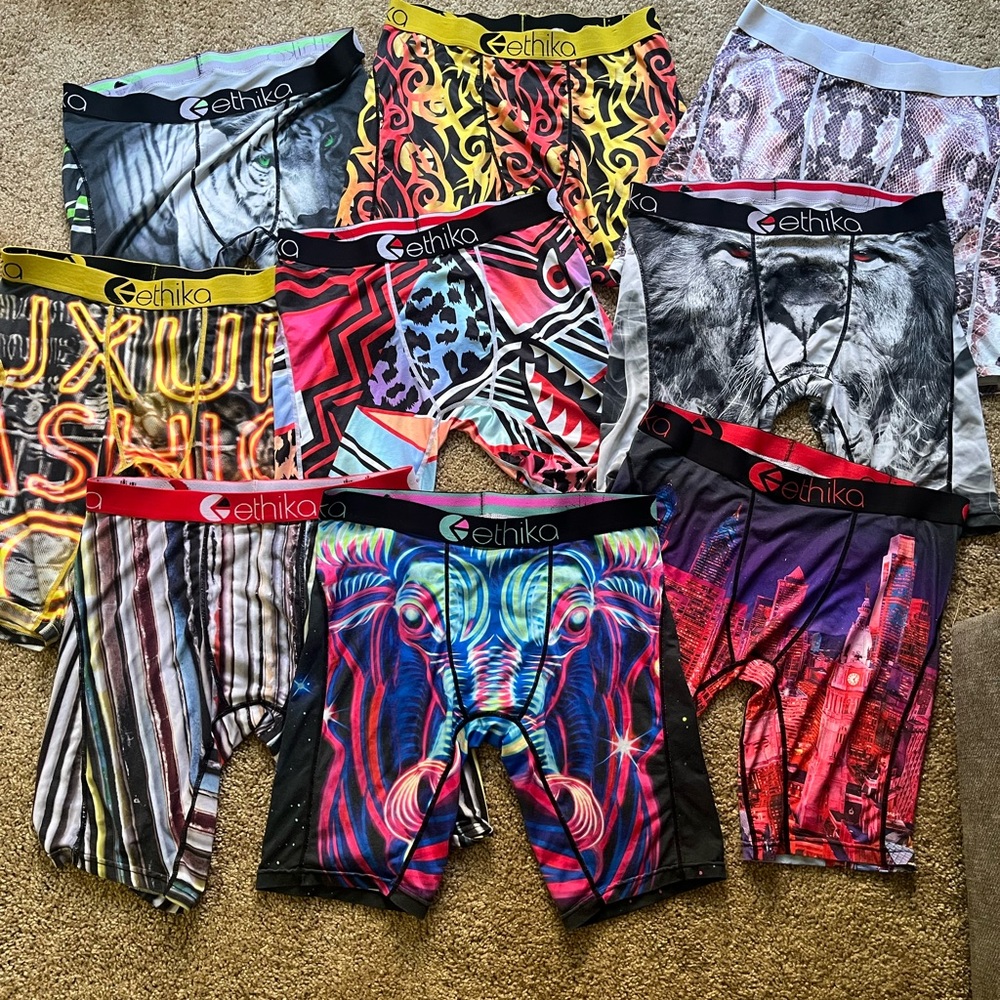 9 pair bundle of Mens Ethika boxers